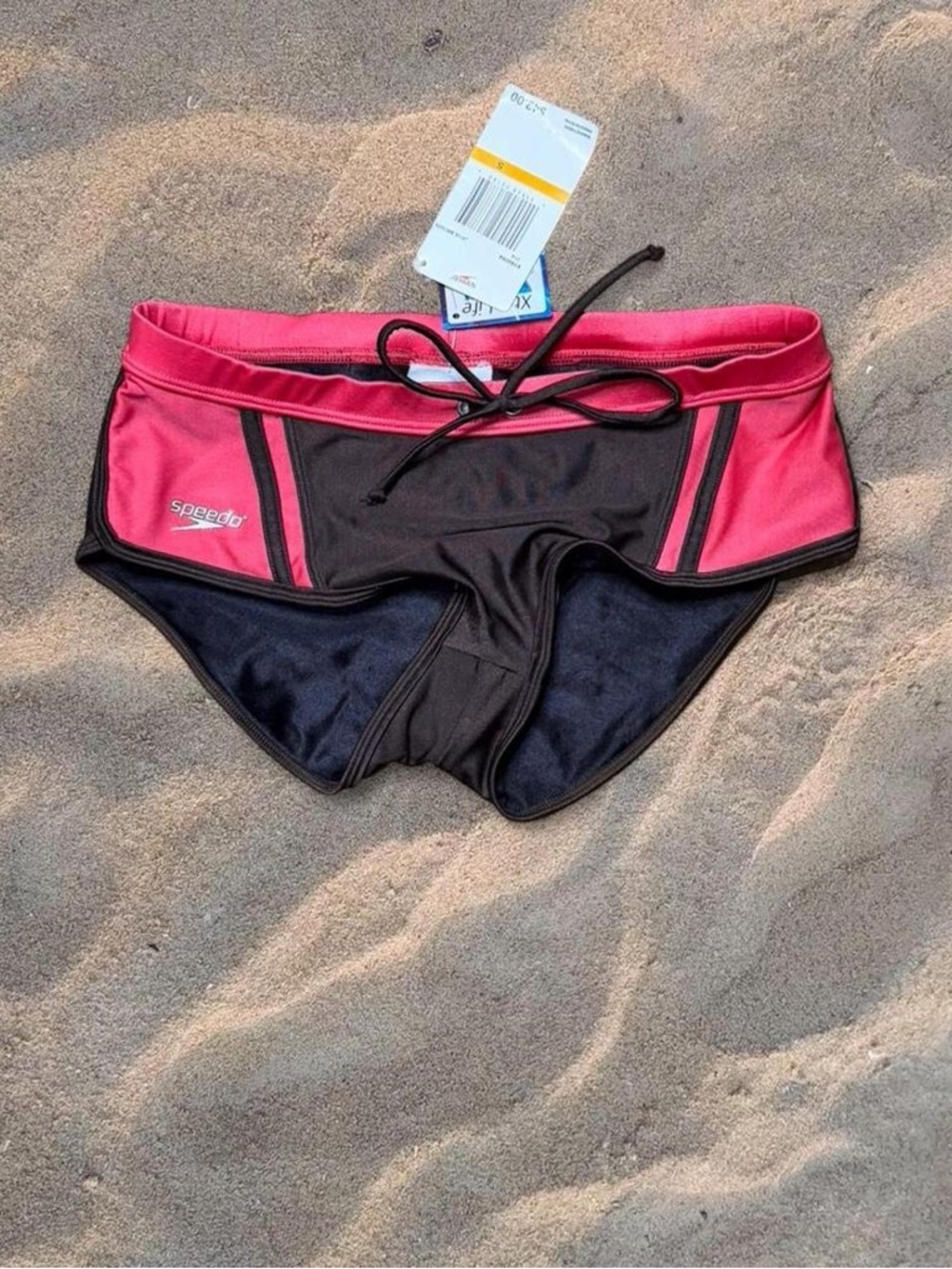 Speedo Women’s Brown & Pink Swim Briefs with Drawstring Waistband